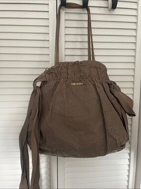 PRADA nappa wrinkle leather tote made in Italy